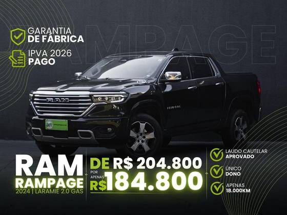 RAM RAMPAGE 2.0 HURRICANE 4 TURBO GASOLINA LARAMIE 4X4 AUTOMÁTICO RAM RAMPAGE 2.0 HURRICANE 4 TURBO GASOLINA LARAMIE 4X4 AUTOMÁTICO